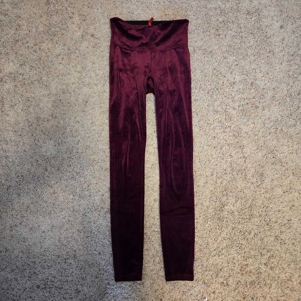 Spanx Velvet Burgundy Leggings